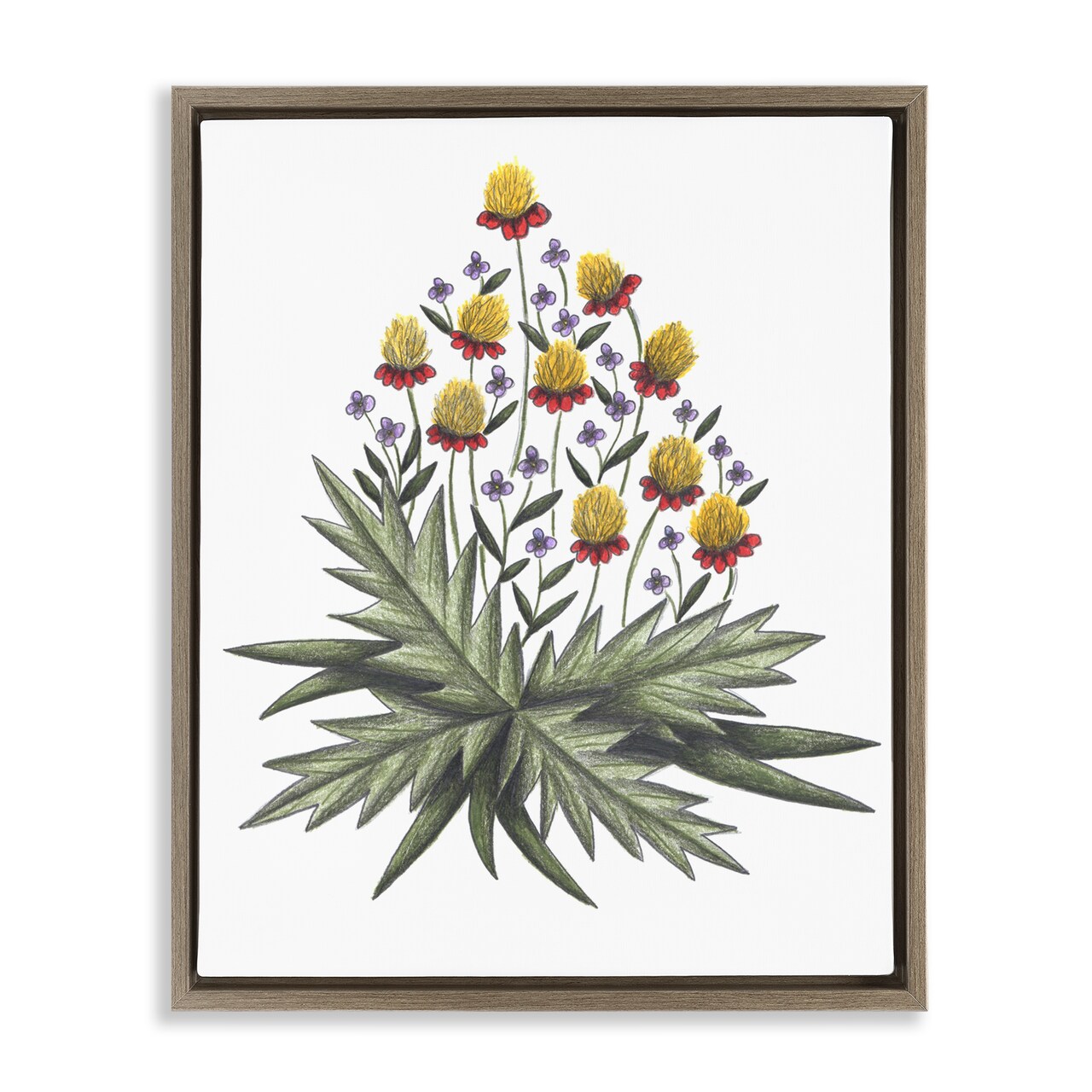 Stupell Industries Yellow Leafy Wild Flowers Floating Frame, design by Cecilia Battaini